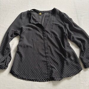 Sandro Black White Polka Dot Long Sleeve Blouse Women’s L
